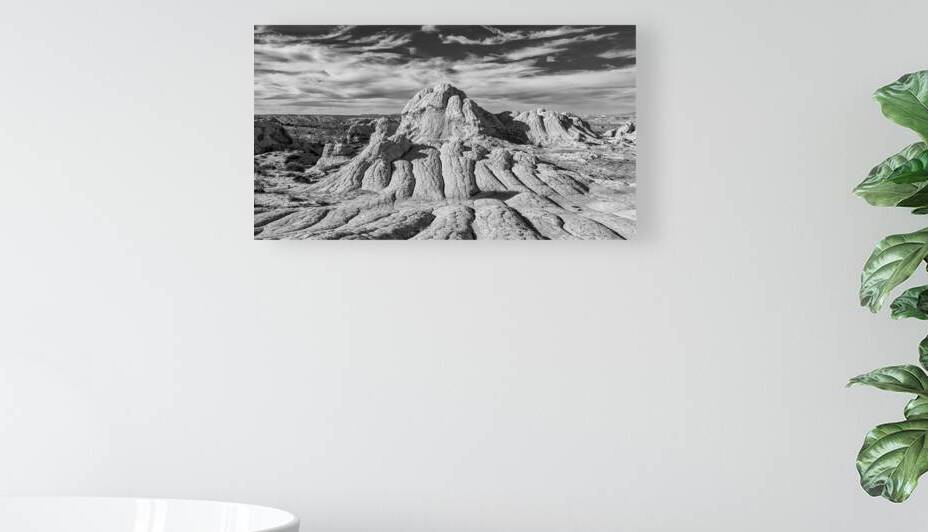 White Pocket Brain Rock Black and White Pano by Jerry Fornarotto