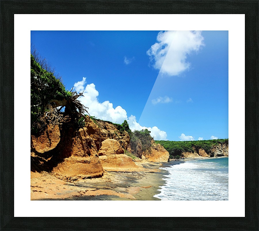 Black Sand Beach Picture Frame print