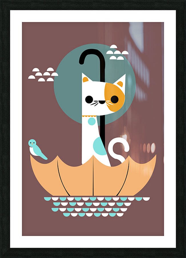 digital cat art Picture Frame print