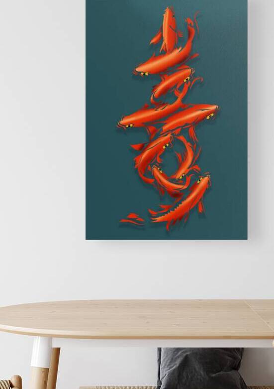 Red koi fish painting by Mandeep Pannu