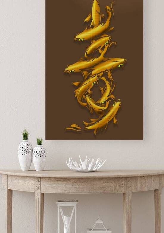 Golden koi fish painting by Mandeep Pannu