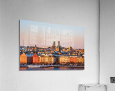 Sunset over Kungsholmen Stockholm Sweden with historic colorful buildings and Norra tornen. Acrylic Print