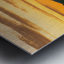 A car on the Fredvang bridges in Lofoten Norway with a beautiful sunset over the sea.  Metal print