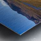 Iceland scenic route Snaefellsnes pensinsula volcano in the background covered in snow empty road with the ocean and waves. Metal print