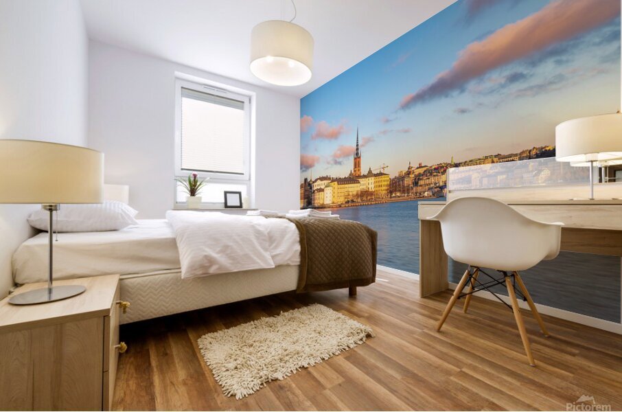 Stockholm Sweden panorama of the old city and of the island of Riddarholmen Mural print