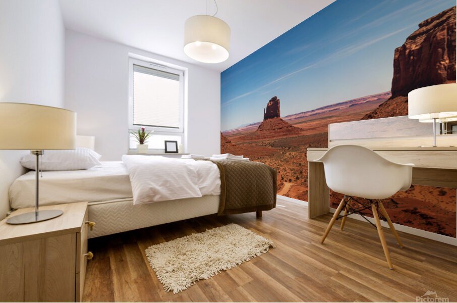 Monument valley landscape Utah USA. The west and east Mitten Merrick Butte .  Mural print