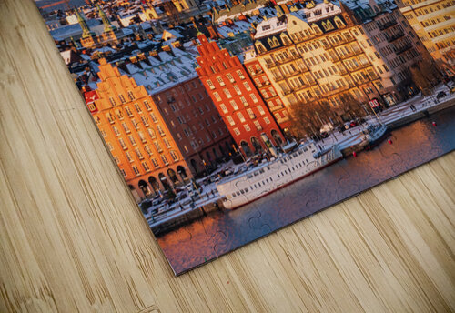 Sunset over Kungsholmen Stockholm Sweden with historic colorful buildings and Norra tornen. John Nilsson puzzle