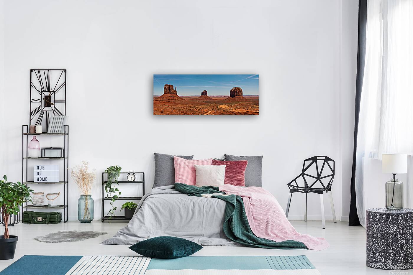 Monument valley landscape Utah USA. The west and east Mitten Merrick Butte .  Reproduction