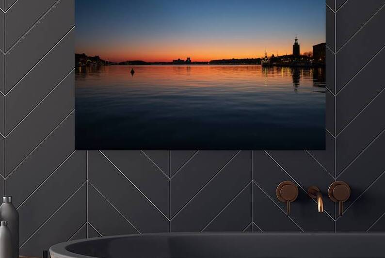 Dusk over the lake in central Stockholm Sweden by John Nilsson