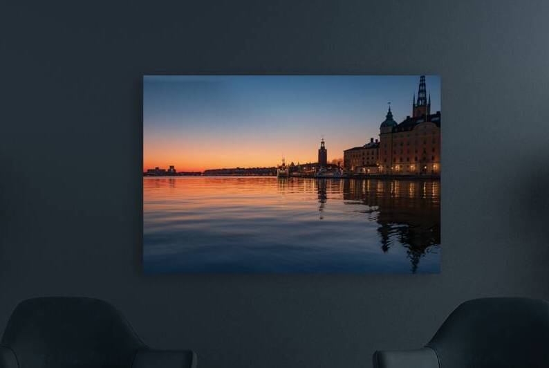Dusk over the lake in central Stockholm Sweden by John Nilsson