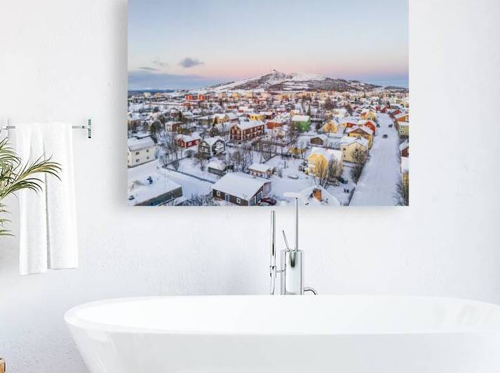 Kiruna Lapland Sweden beautiful aerial view of the colorful houses by John Nilsson