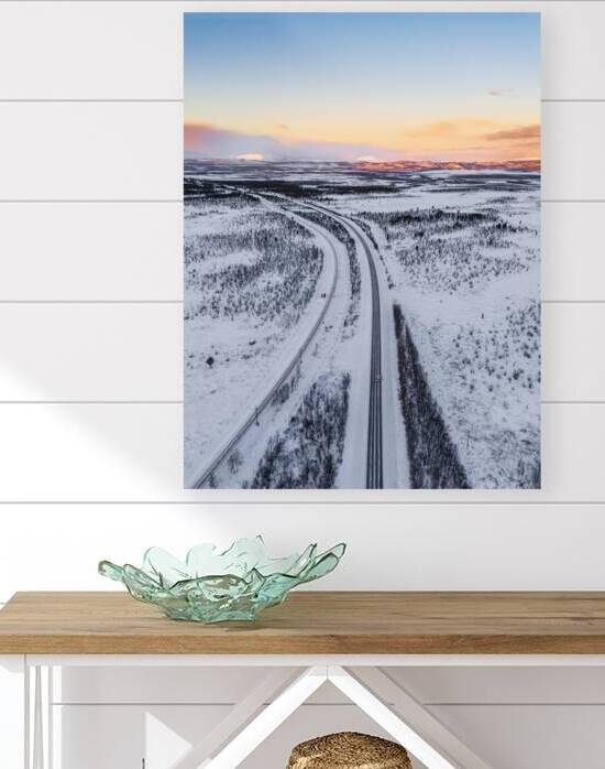 Arctic road and railroad in northern Sweden by John Nilsson