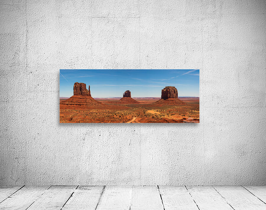 Monument valley landscape Utah USA. The west and east Mitten Merrick Butte .  Wall Preview