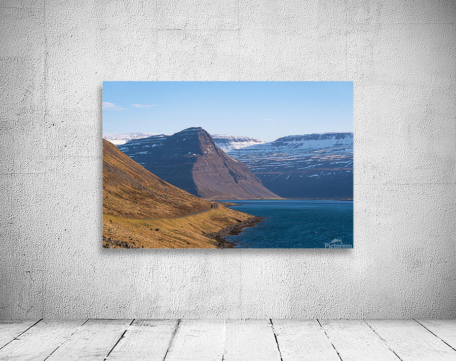 Road in the high arctic nature of Iceland Westfjords. High mountains and glacier Wall Preview