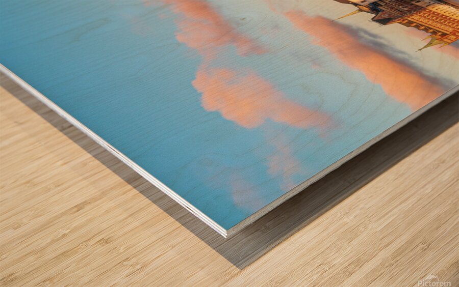 Stockholm Sweden panorama of the old city and of the island of Riddarholmen Wood print