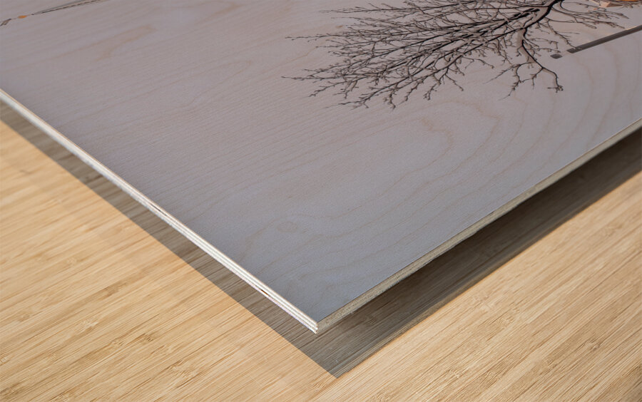 The Church of Tromso during the polar night Wood print