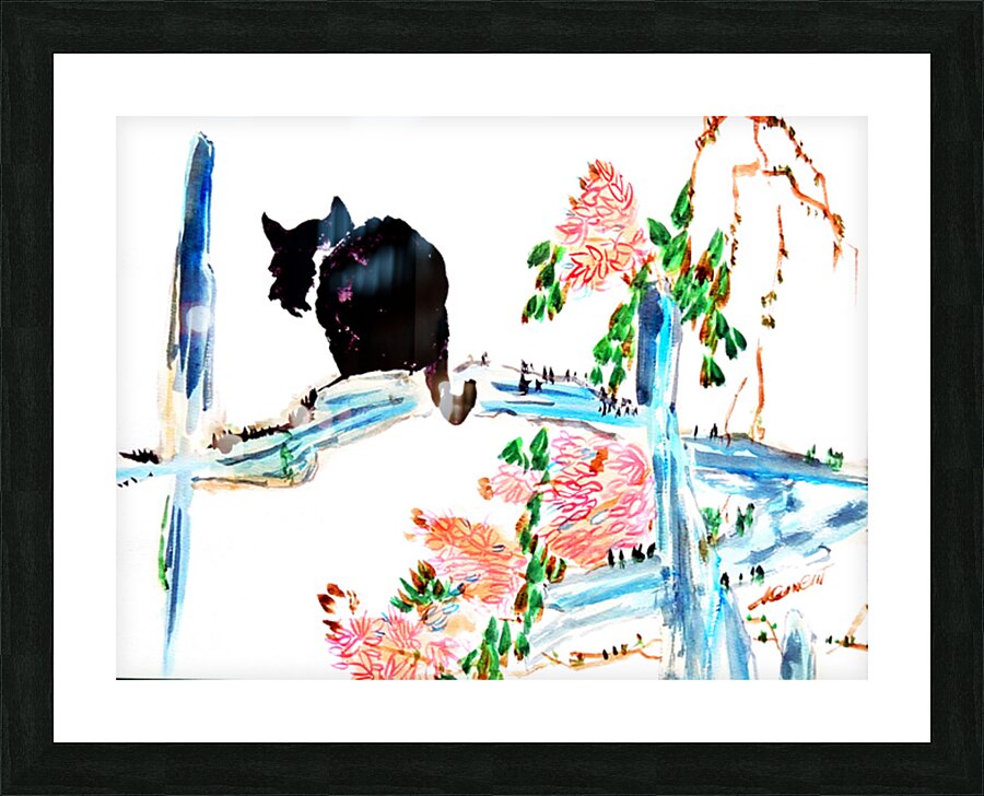 W-Cat on Tree Picture Frame print