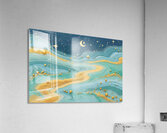 Golden River Flow – Fluid Abstract Art Print Acrylic Print