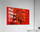 Mind in Bloom - Red Floral Mosaic Portrait Art Print Acrylic Print