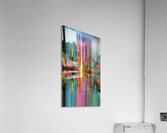 Vertical Metropolis – Neon Skyline Reflection Print Acrylic Print