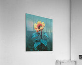 Teal Garden Sunflower – Moody Botanical Art Print Acrylic Print