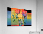 Roses on a Grid – Modern Geometric Botanical Print Acrylic Print