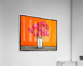 Poppies Against the Fire – Retro Minimal Floral Print Acrylic Print