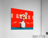 Polka Bloom – Retro Daisy Vase Print Impression acrylique