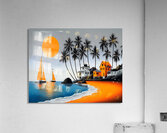 Orange Sun Harbor - Tropical Modern Print Acrylic Print