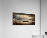 Silent Passage – Golden Boat Landscape Print Acrylic Print