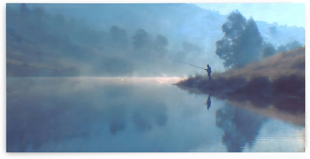 Quiet Cast – Mountain River Fishing Print by Savage Art Prints