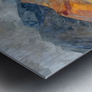 Mosaic Barn & Two White Cows – Farmhouse Landscape Art Print Metal print