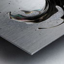 Orbiting Ink – Fluid Monochrome Motion Print Metal print