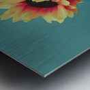 Teal Garden Sunflower – Moody Botanical Art Print Metal print