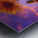 Skyscape Sunflowers – Purple Sunset Botanical Print Metal print