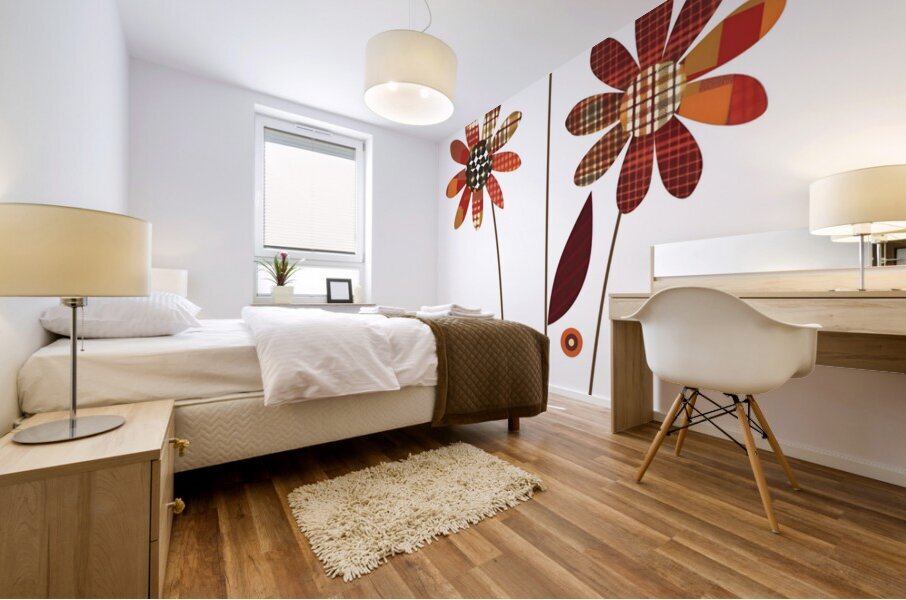 Plaid Botanica 19 - Modern Retro Floral Art Prints Mural print