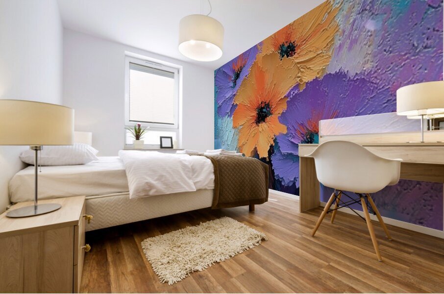 Floraison Au Crepuscule - Twilight Bloom - Contemporary Floral Art Prints Mural print