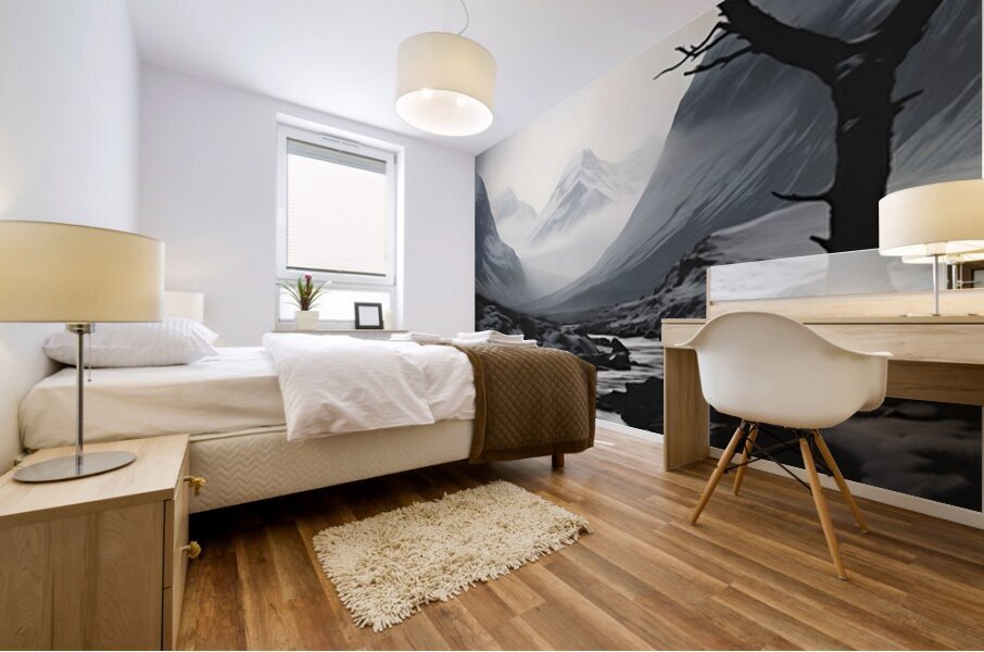 Where Silence Flows - Monochrome Landscape Art Prints Mural print