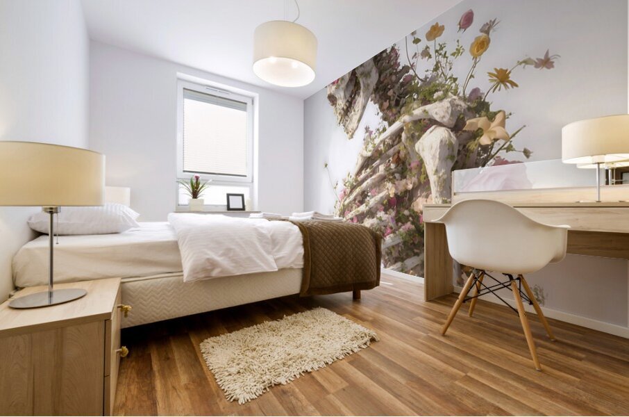 La Vita Dopo La Morte - Life After Death - Floral Skeleton Art Prints Mural print