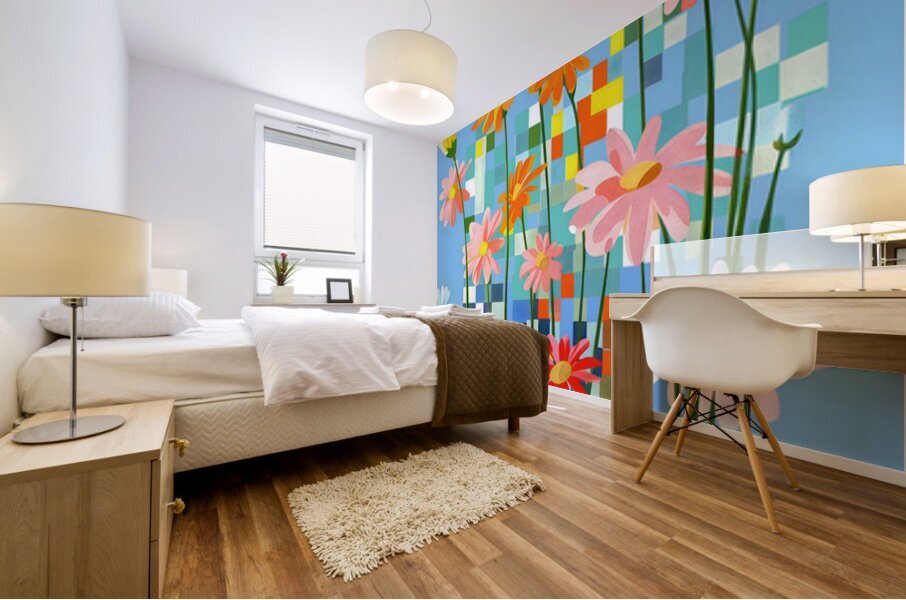 Fleurs En Pixels - Flowers In Pixels - Digital Floral Art Prints Mural print