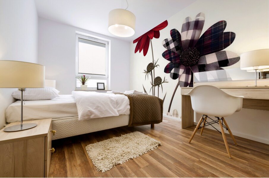 Plaid Botanica 30 - Contemporary Floral Art Prints Mural print