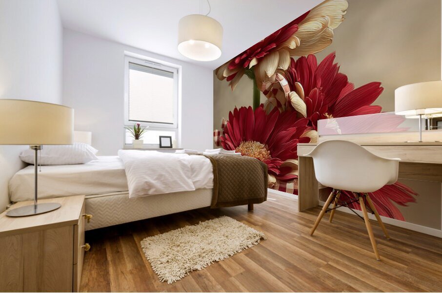 Plaid Botanica 31 - Retro Floral Art Prints Mural print