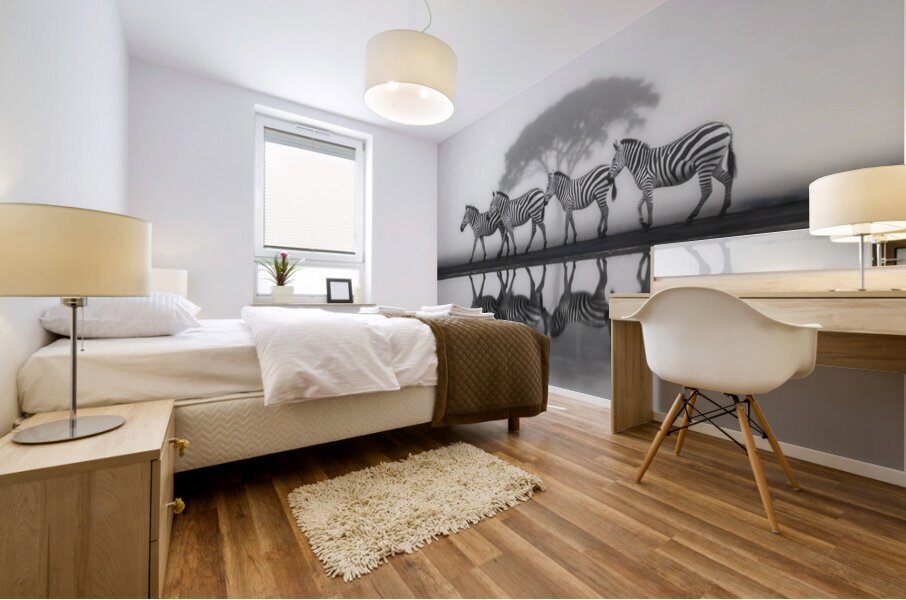 Led Beside Still Waters - Monochrome Landscape Art Prints Mural print