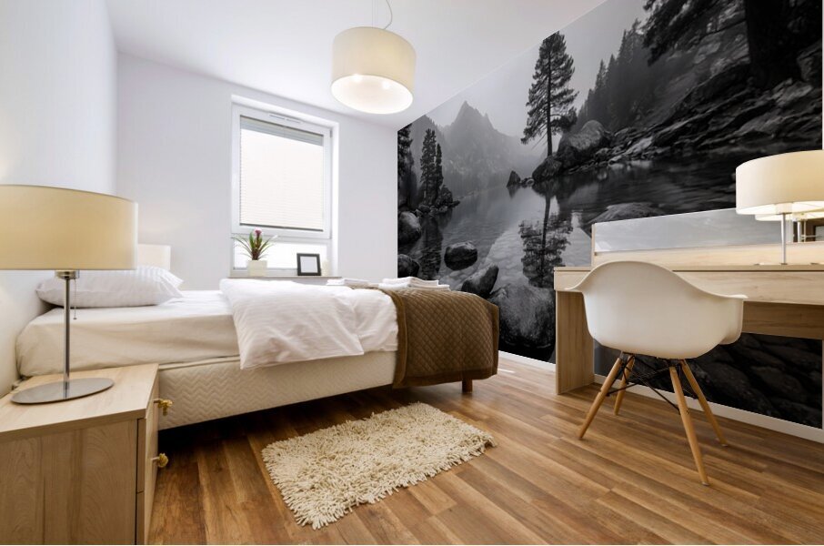 Still Water And Stones - Monochrome Landscape Art Prints Mural print