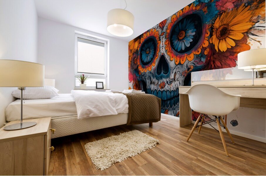 La Sonrisa Eterna – The Eternal Smile Sugar Skull Art Print Mural print