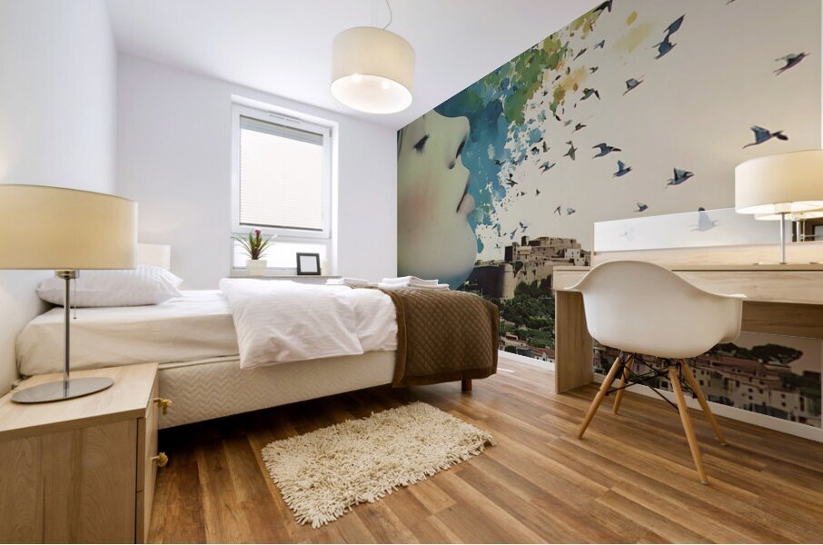 Memories in Blue – Vintage Collage Poster Art Print Mural print