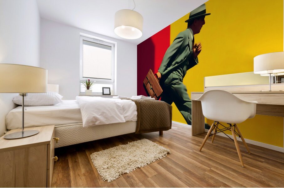 The Man Who Ran from Time – Surreal Poster Art Print Mural print