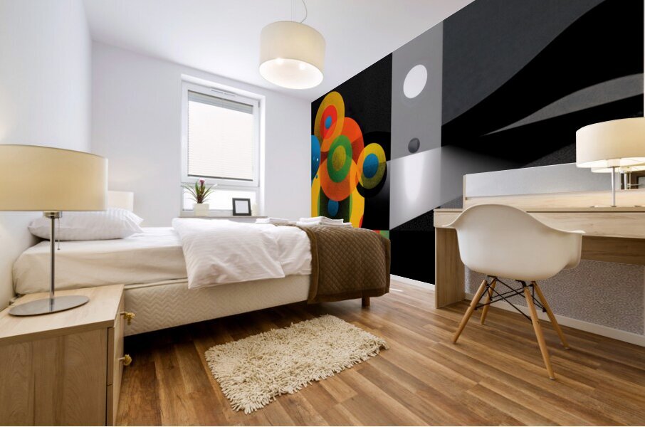 Orbit Spectrum – Color Meets Monochrome Abstract Art Print Impression murale