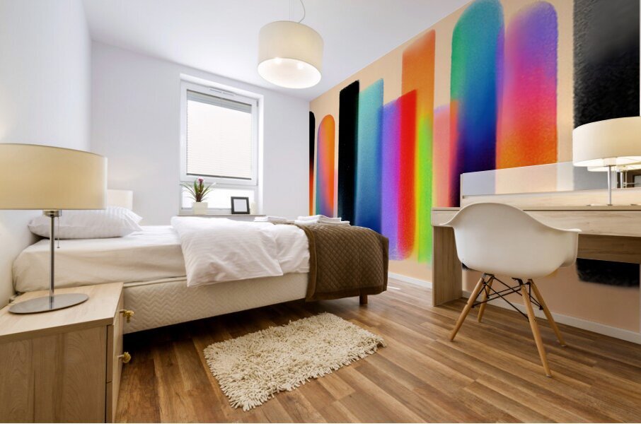 Chromatic Towers – Gradient Bar Abstract Print Mural print