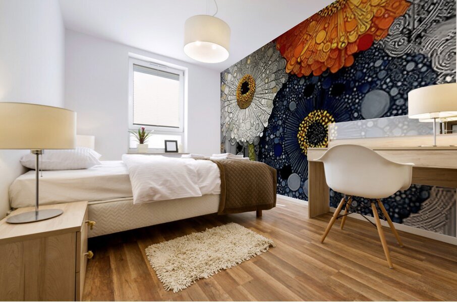 4 x Bloom – Zinnia Flowers Abstract Print Mural print